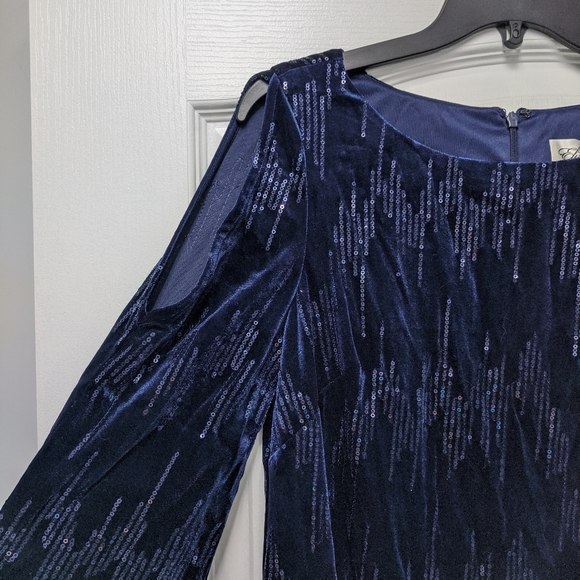 ELIZA J VELVET SHEATH PARTY with cold shoulder - Picture 7 of 9